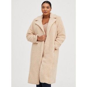 Torrid Beige Faux Fur Open-Front Teddy Coat